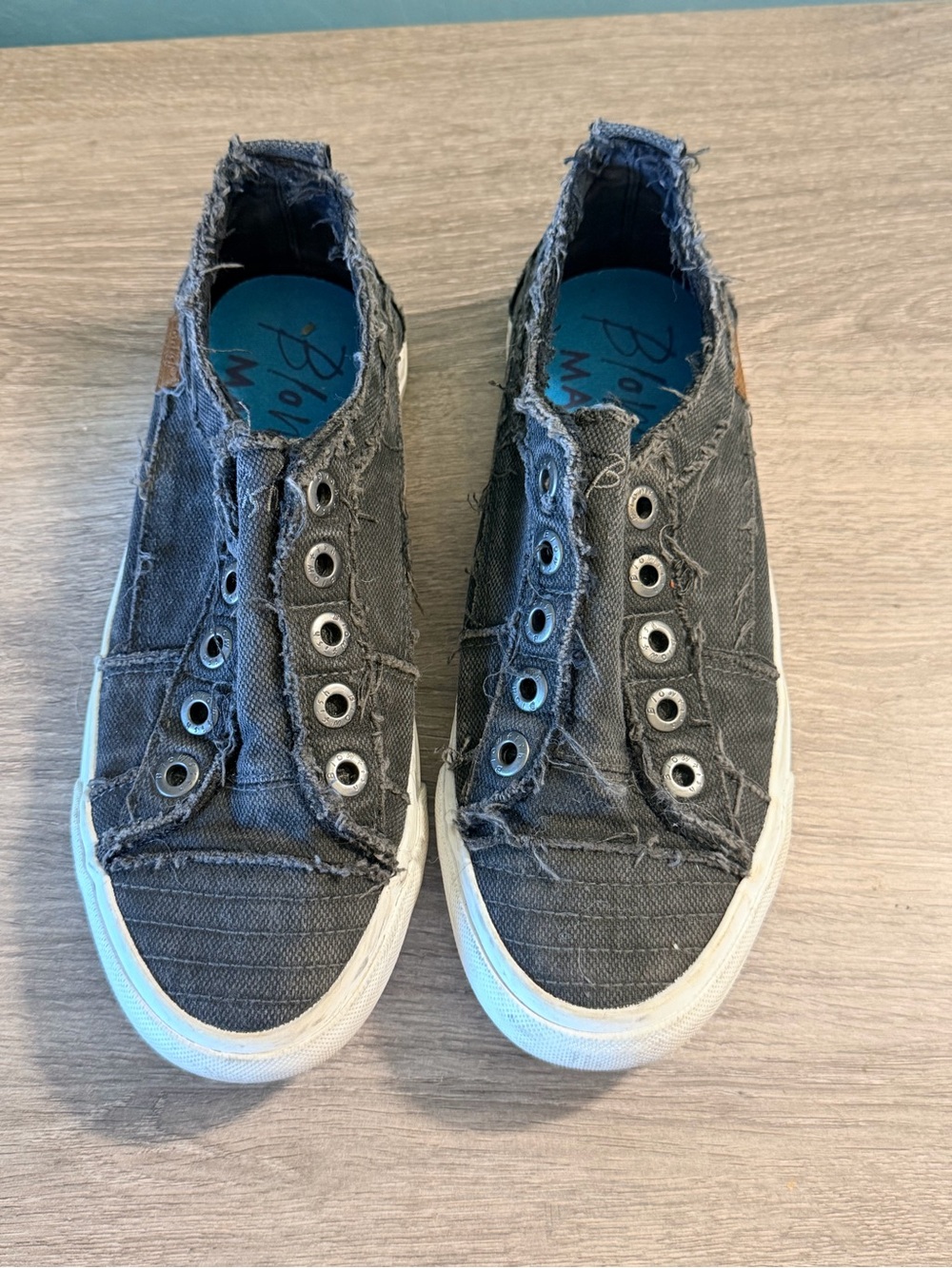 Blowfish Gray Frayed Canvas Slip-On Sneakers